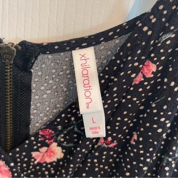 Xhilaration Black and Pink Polka Dot Floral Dress - Picture 4 of 4